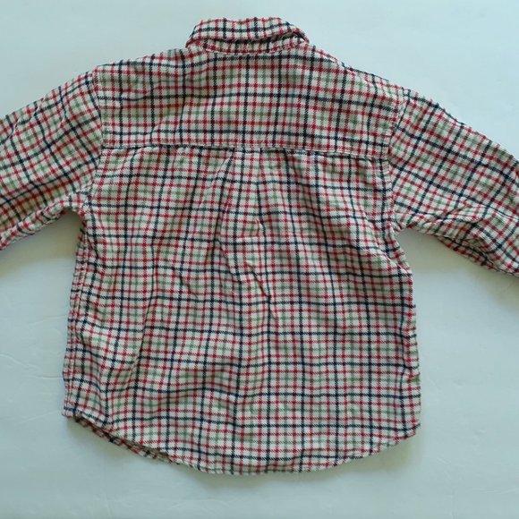 Children's Place Boys Shirt Button Down Red Blue Plaid Corduroy 24 Months - Picture 8 of 12